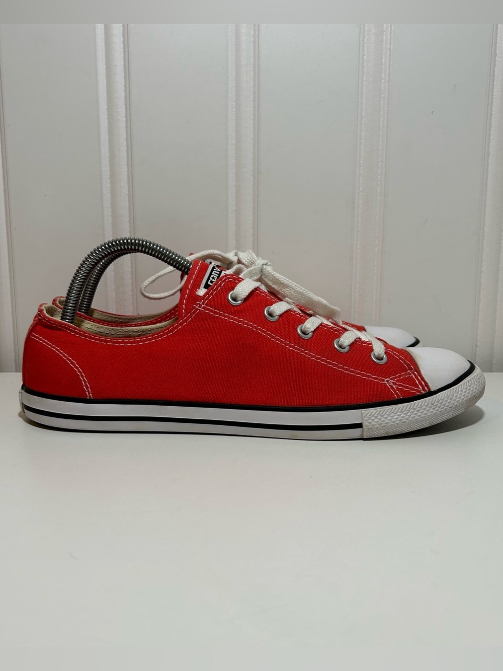 Converse ctas low dainty slim red white lace sneakers canvas women’s 10